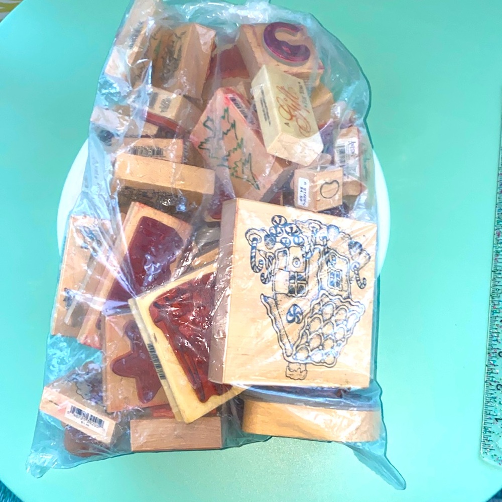 Wood Mounted Rubber Stamps Lot